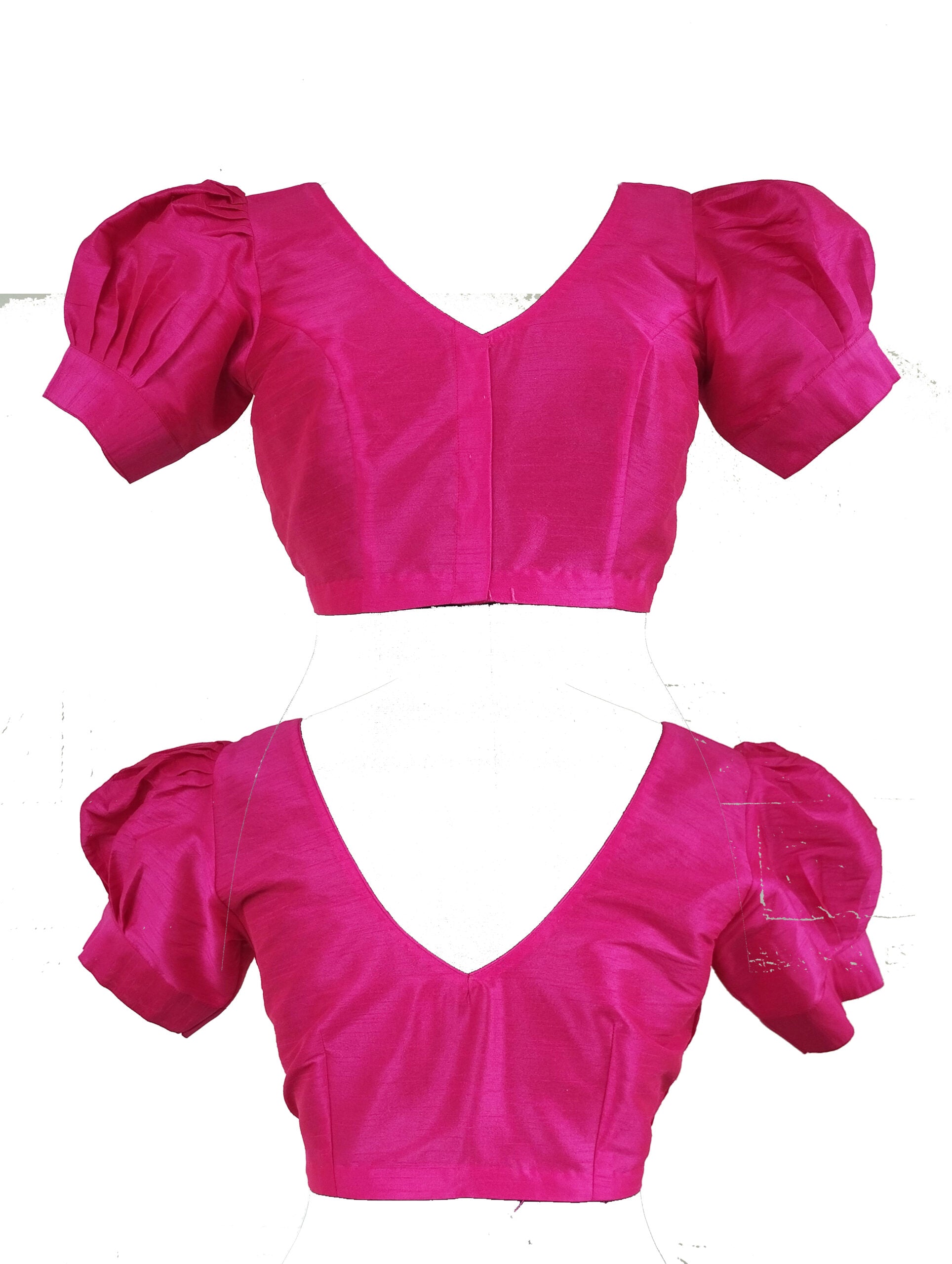 Rawsilk Puff Sleeves Blouse - XXL-42, Orange