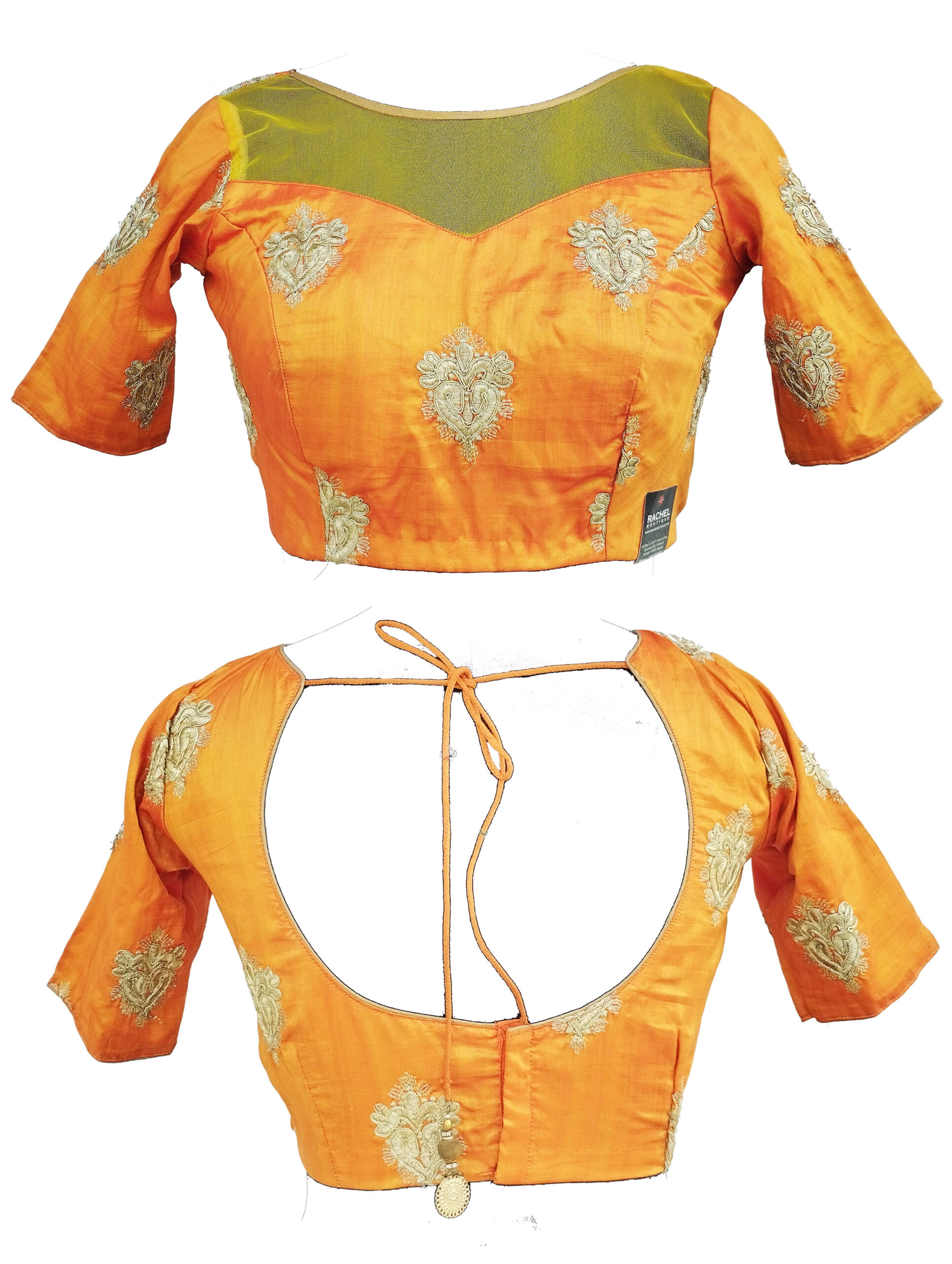 Pattern Mustard Readymade Blouse - Image 3