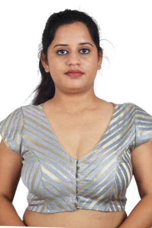 Strips V Neck Readymade Blouse