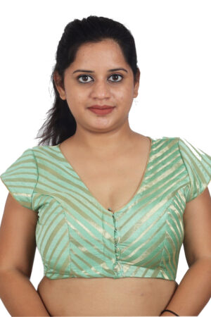Strips V Neck Readymade Blouse