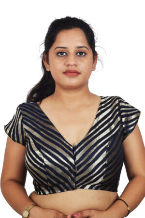Strips V Neck Readymade Blouse