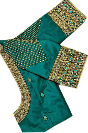 Bottle Green Aari Work Blouse