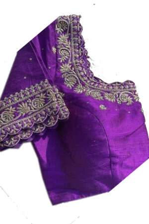 Violet RawSilk Gold Embroidery