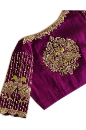 Ivory Purple Scallop Embroidery