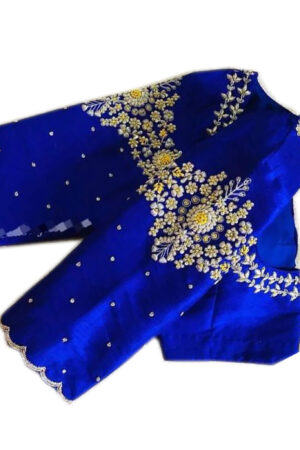 Royal Blue Floral Embroidery