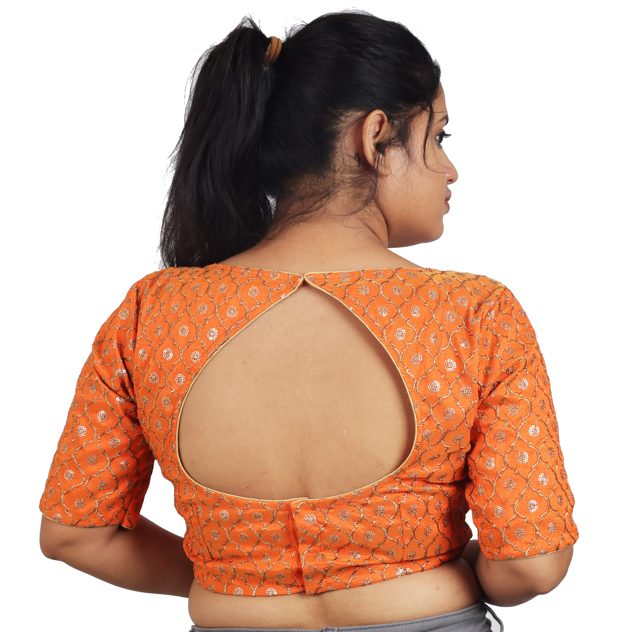 Orange Heavy Embroidery Blouse - Image 2