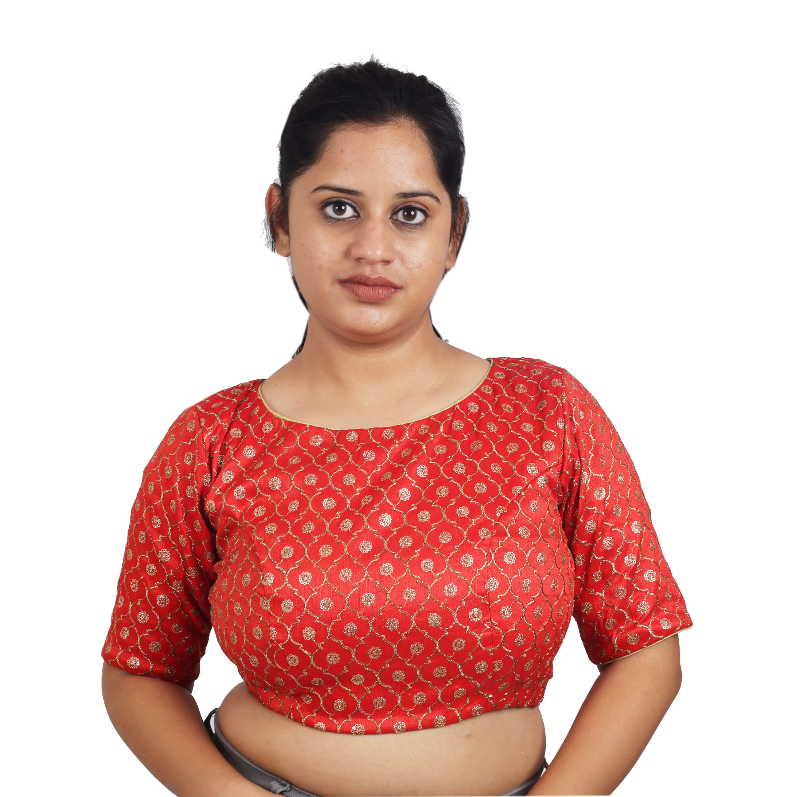 Red Heavy Embroidery Blouse