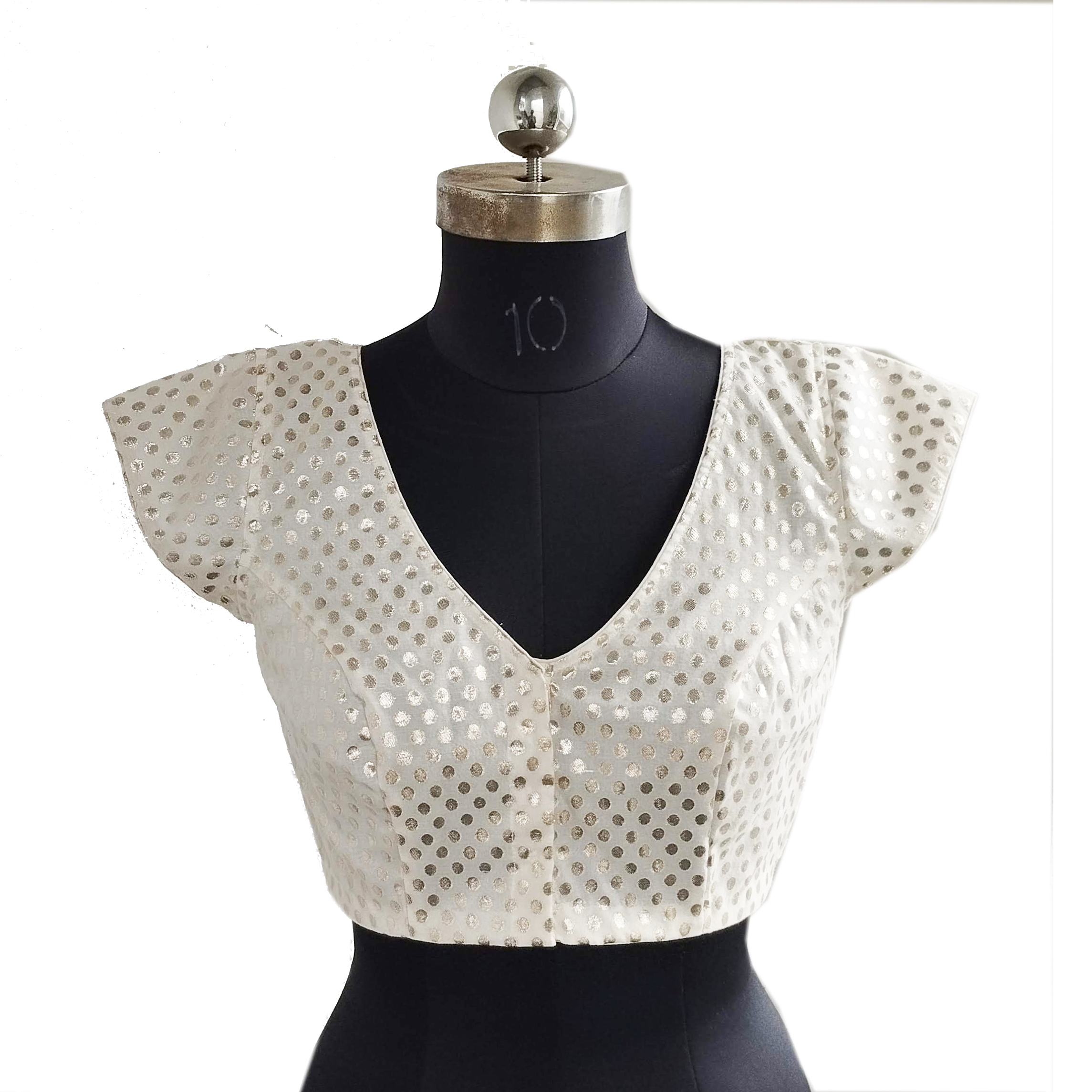 Polka Brocade Readymade Blouse - Image 3