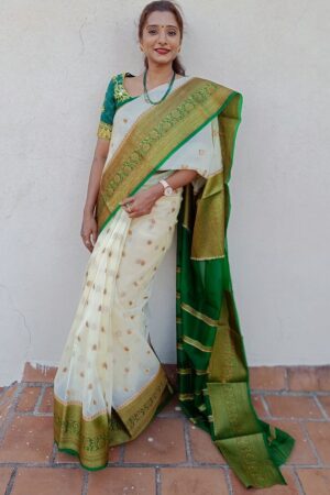 Ceam Green Organza Saree