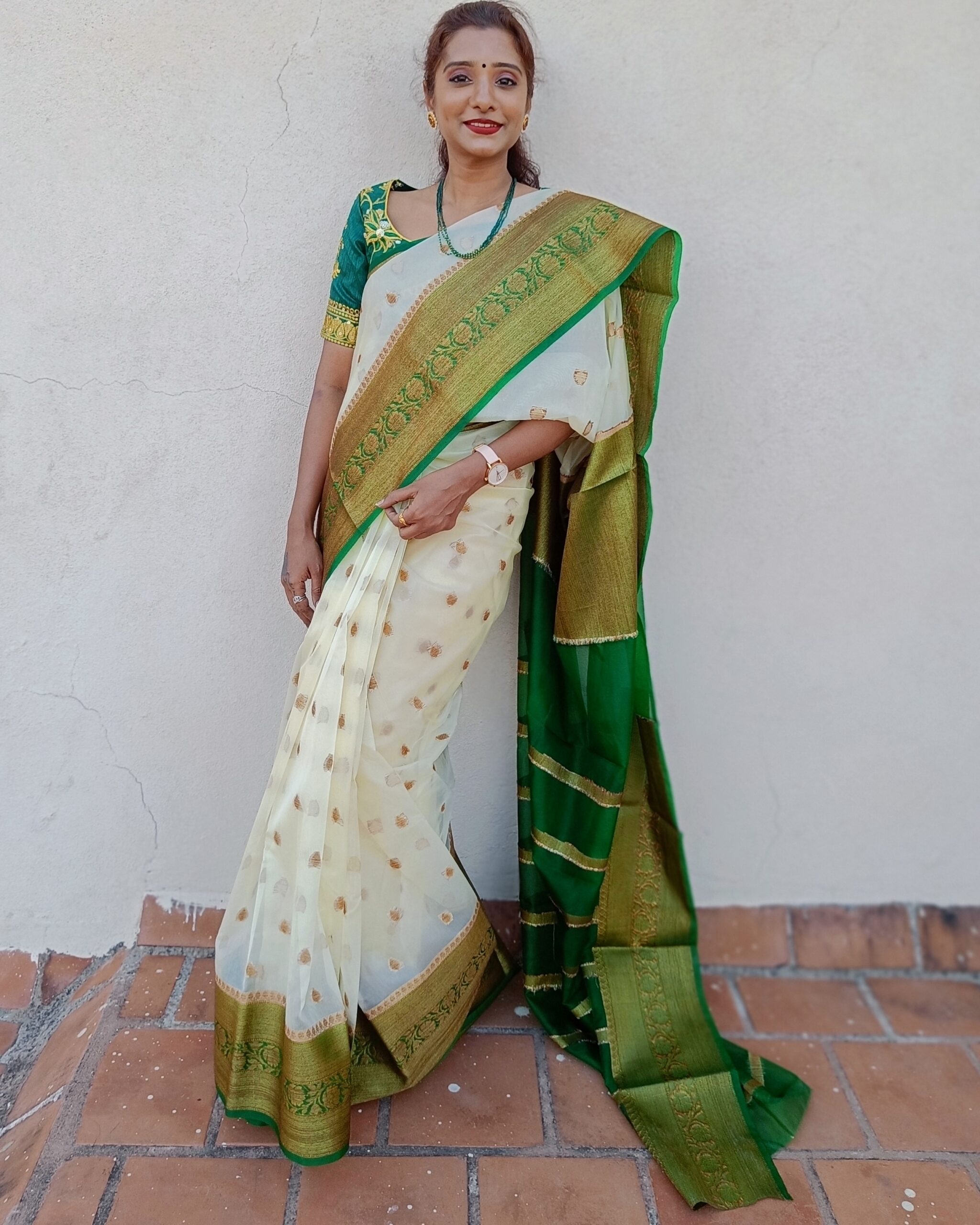 Ceam Green Organza Saree