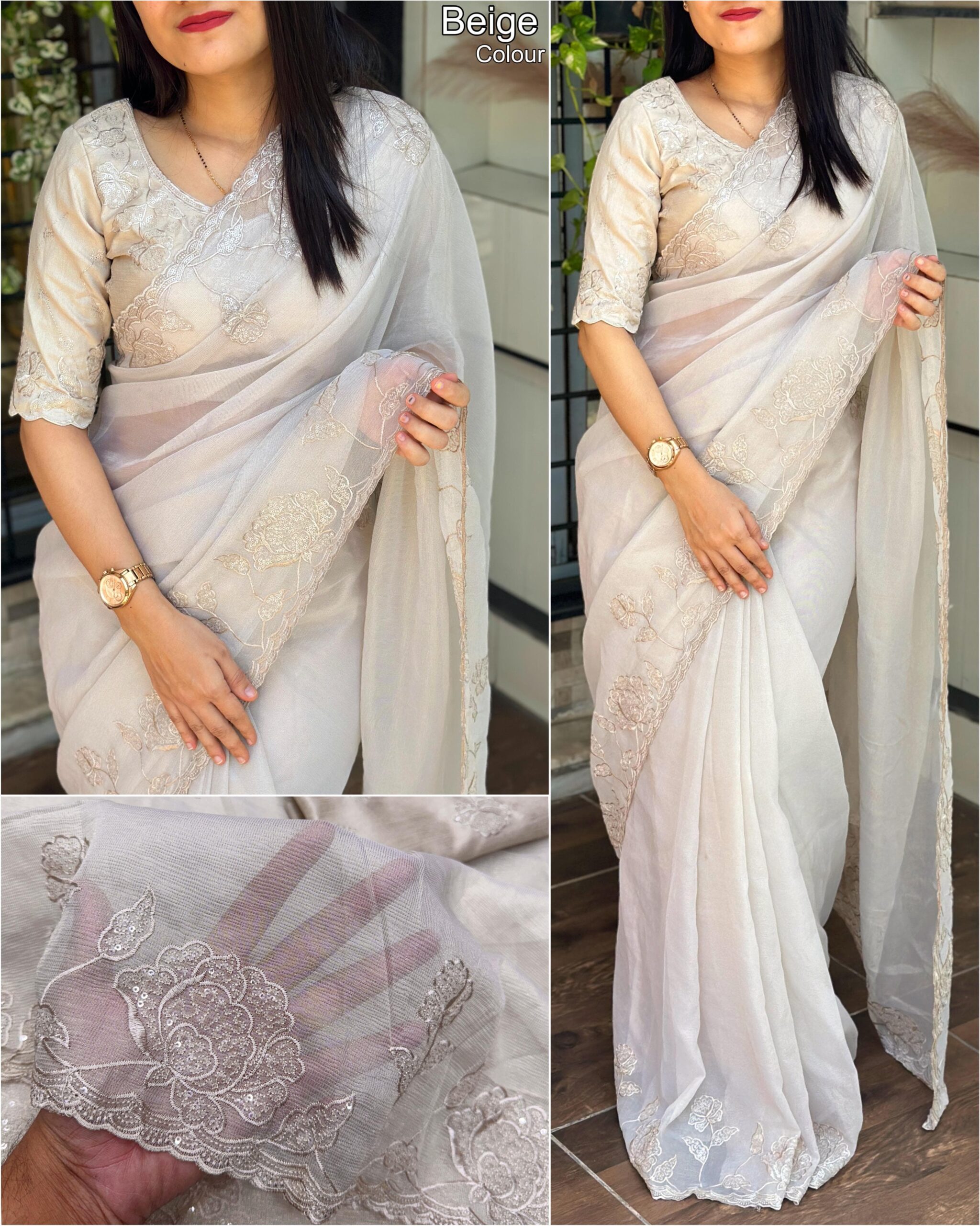 Fancy Pastel Saree - Image 5