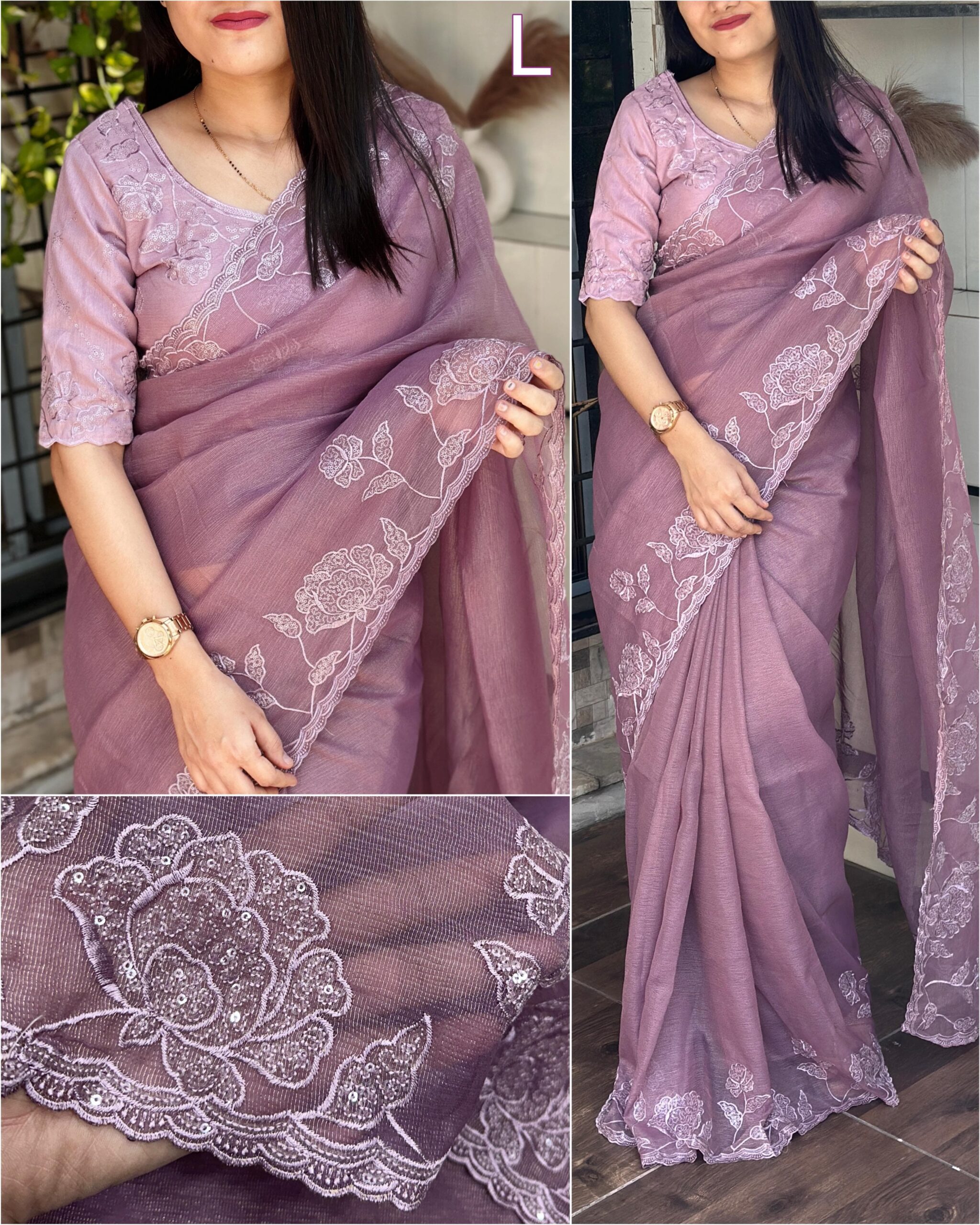 Fancy Pastel Saree - Image 4