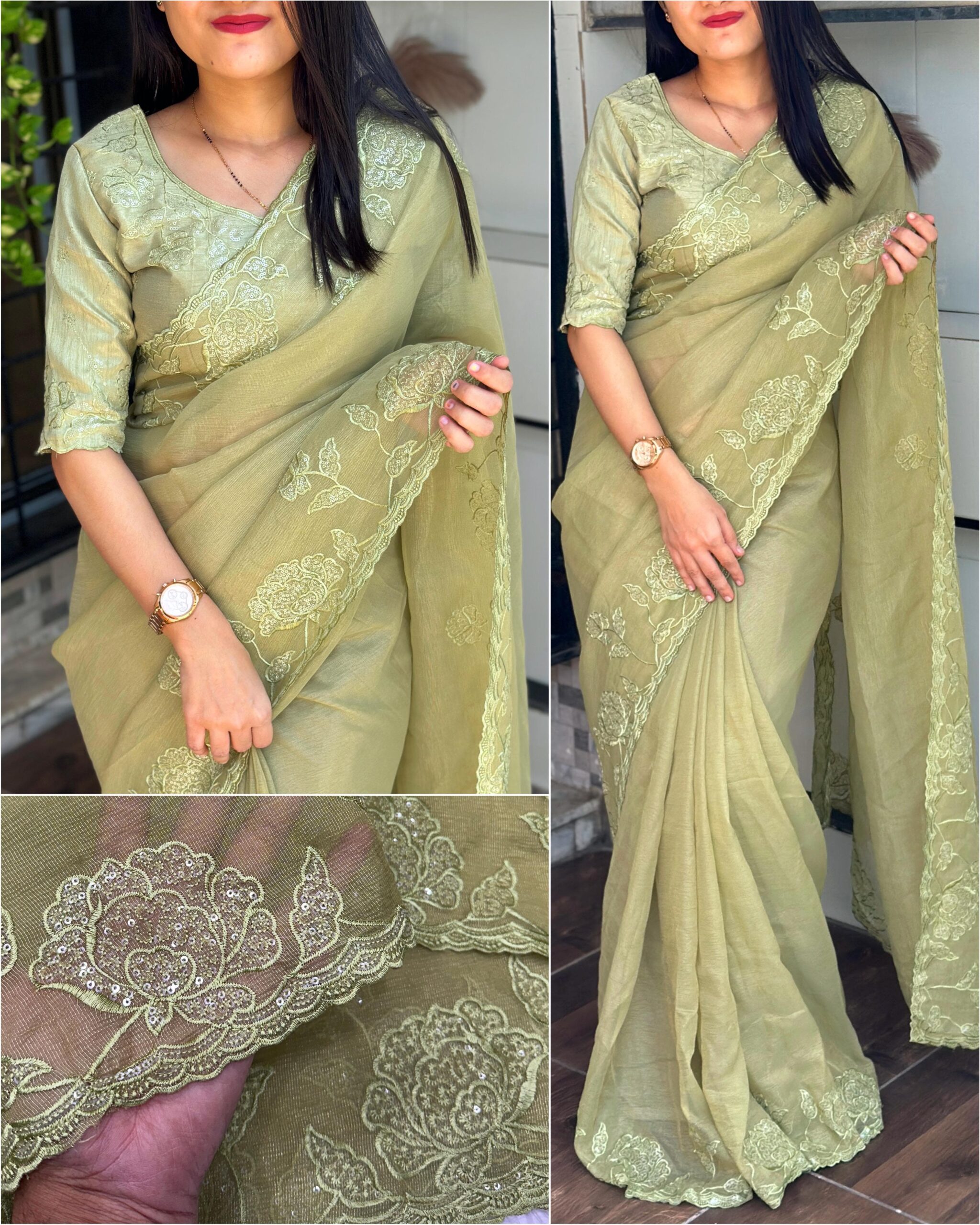 Fancy Pastel Saree - Image 3