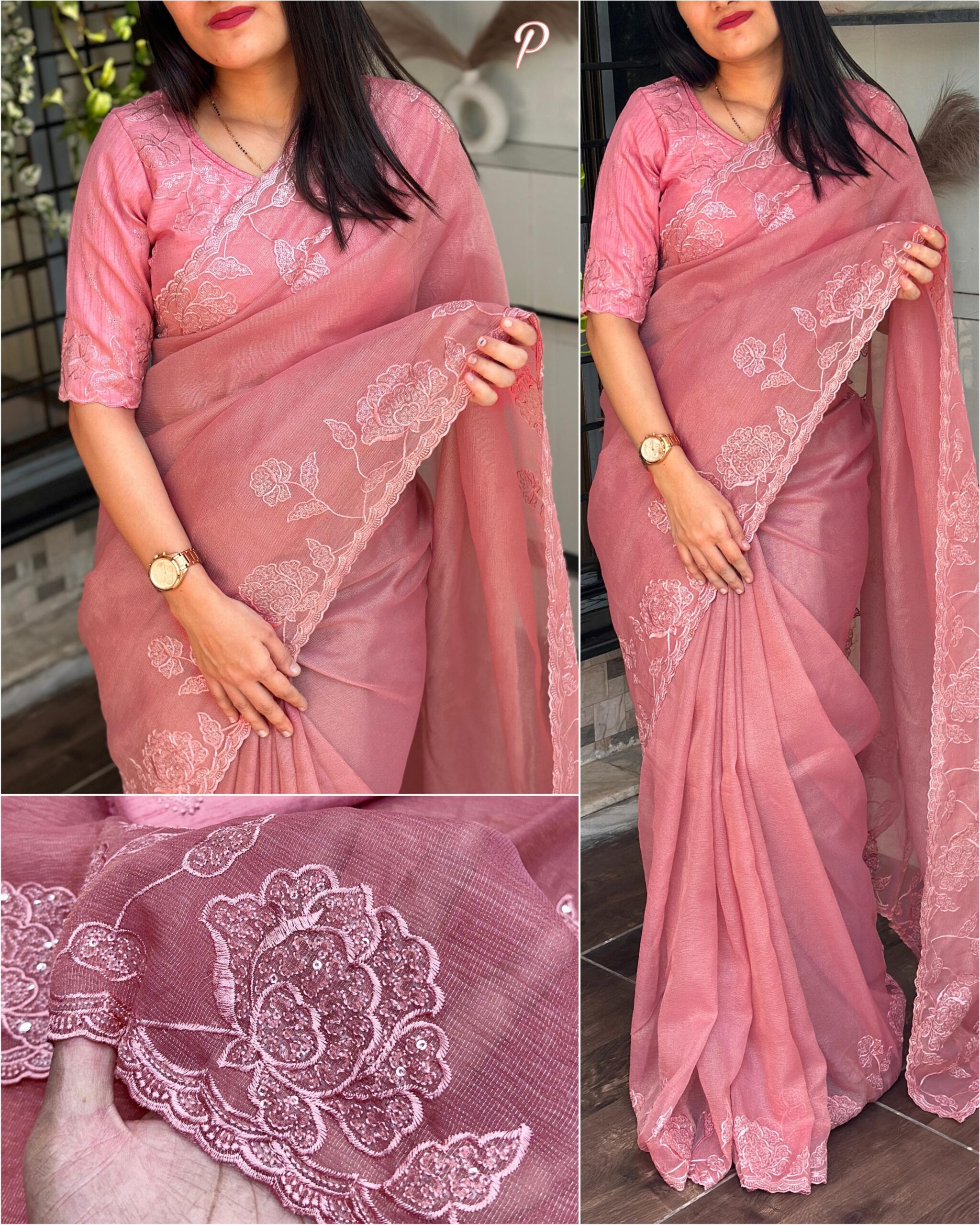 Fancy Pastel Saree - Image 2